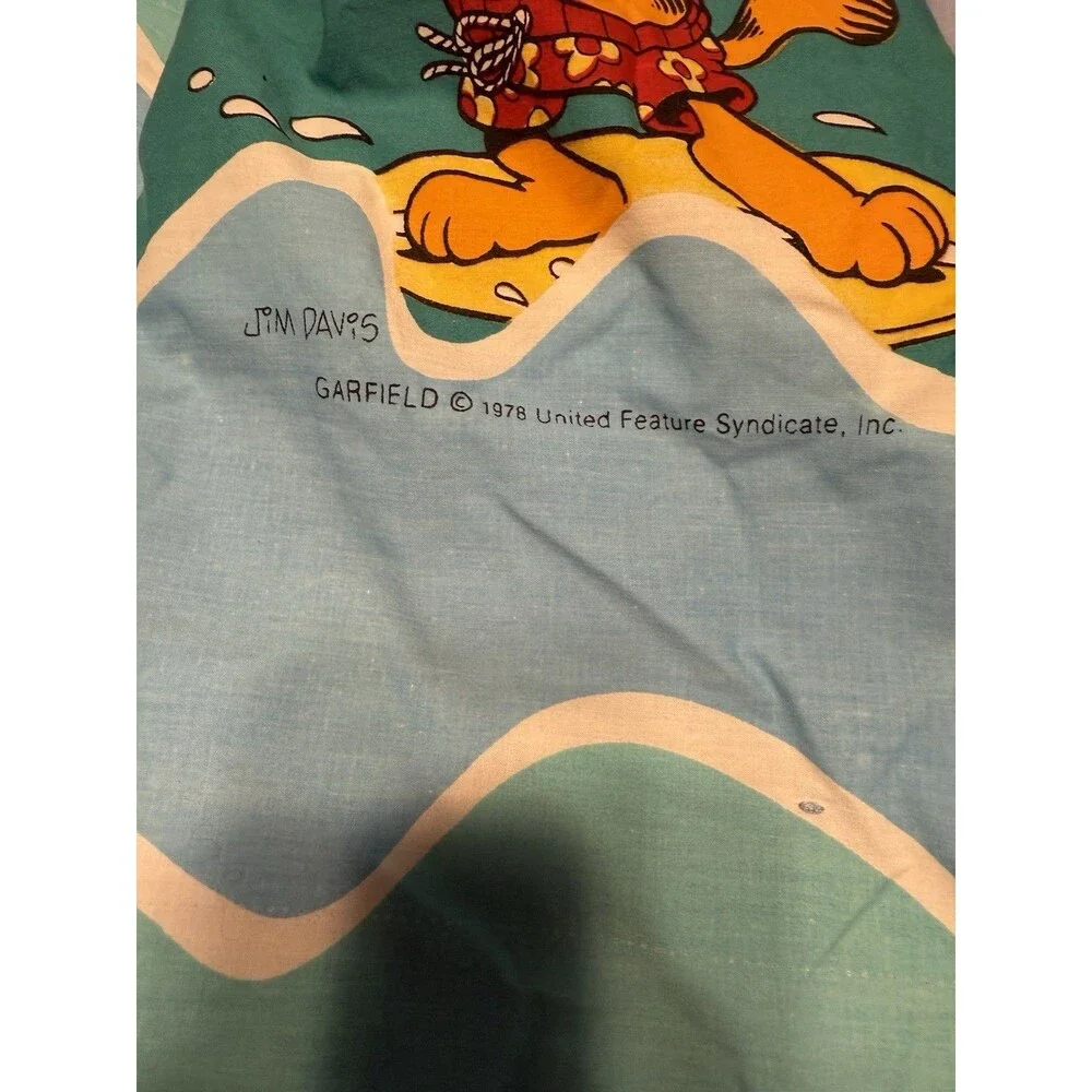 Vintage Garfield Cat Twin Quilted Homemade Comforter 62x88” 1978 **READ**
